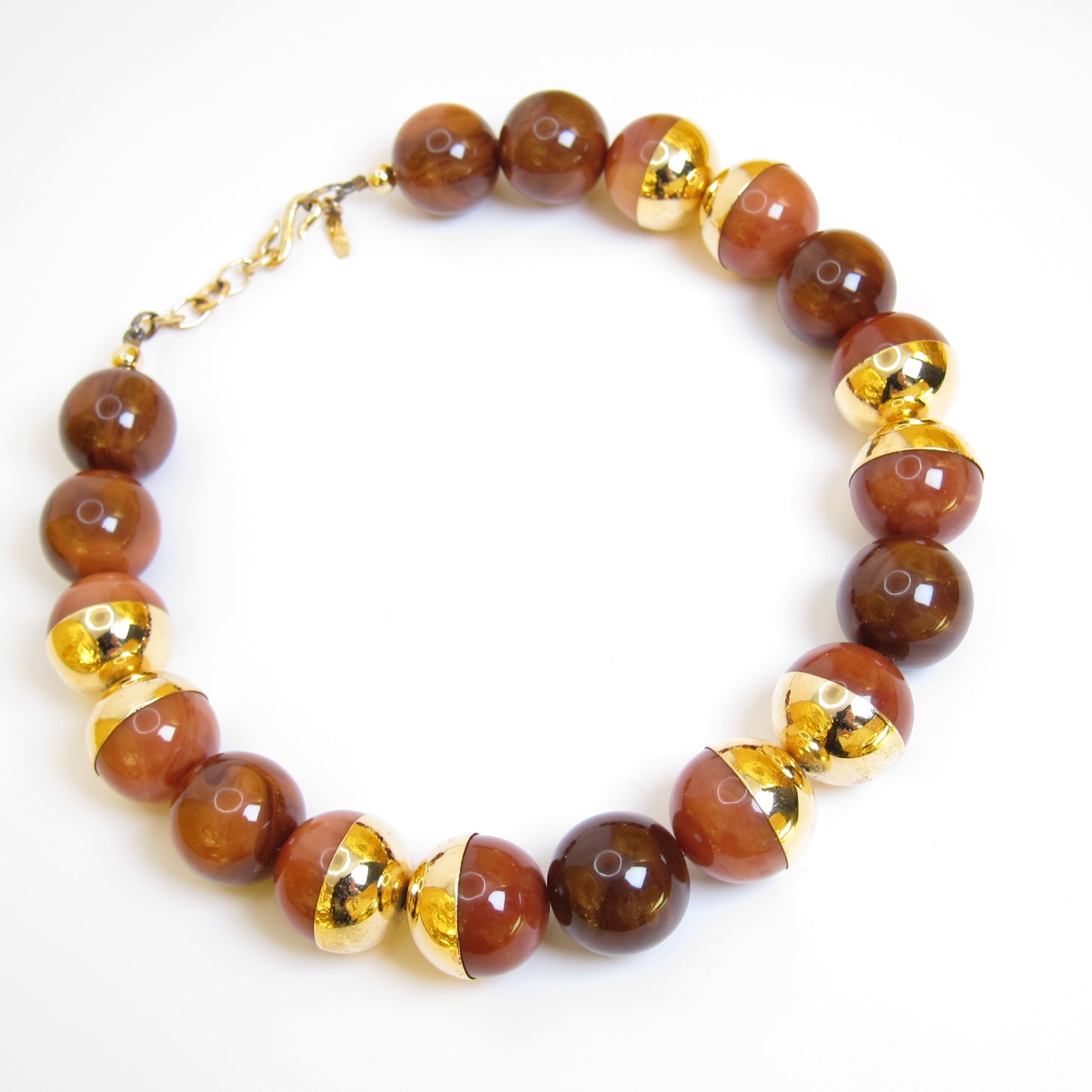 Yves Saint Laurent Vintage Brown Color Stone Golden Necklace