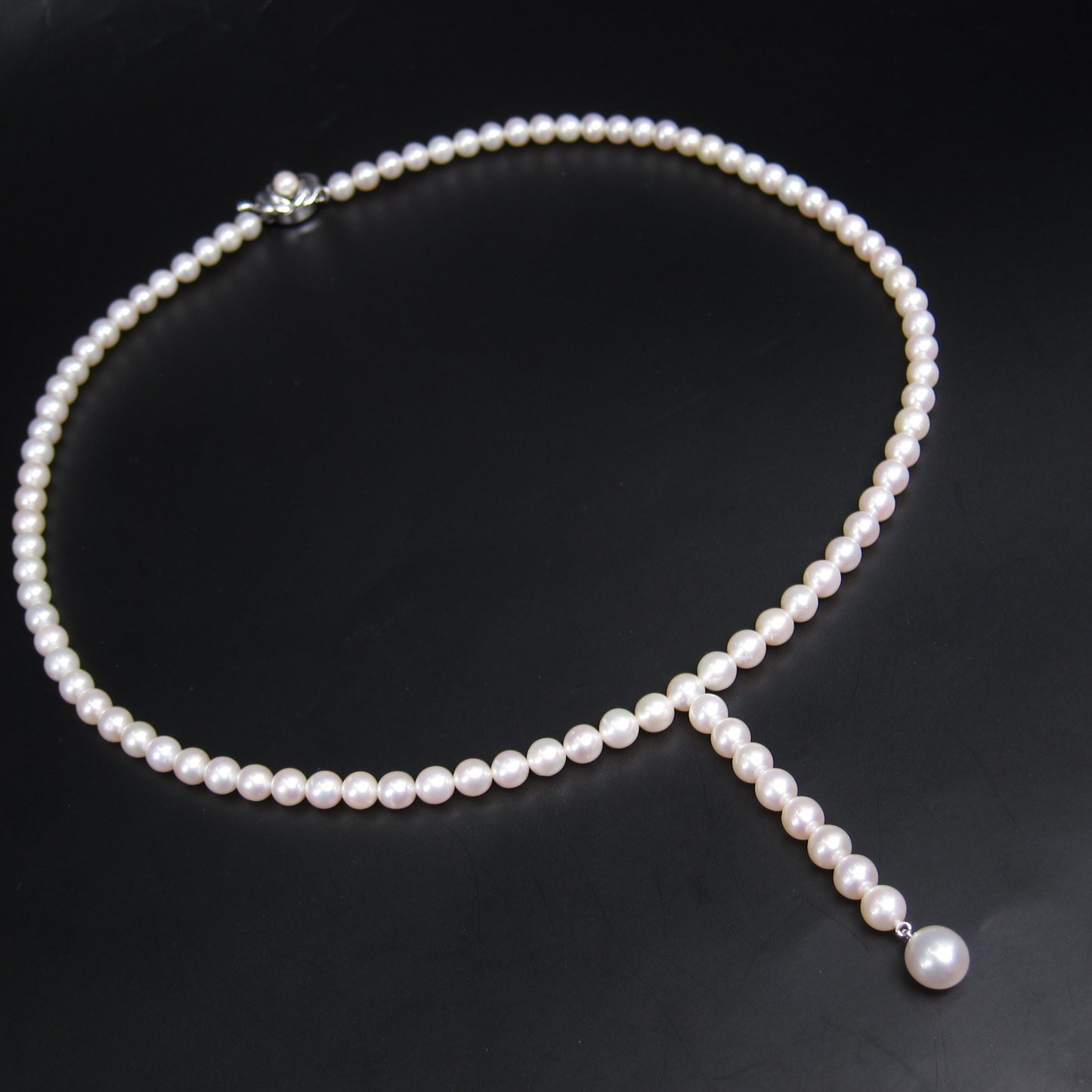 Tasaki Vintage Freshwater Pearl with Silver Buckle Necklace