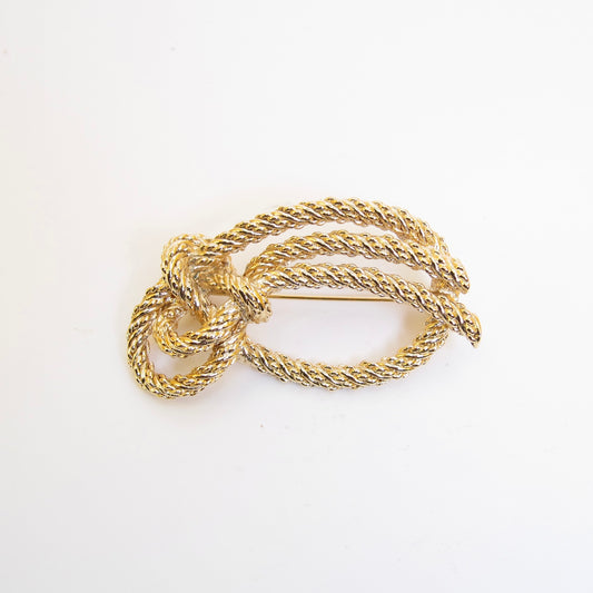 Christian Dior Vintage Rope Motif Golden Brooch