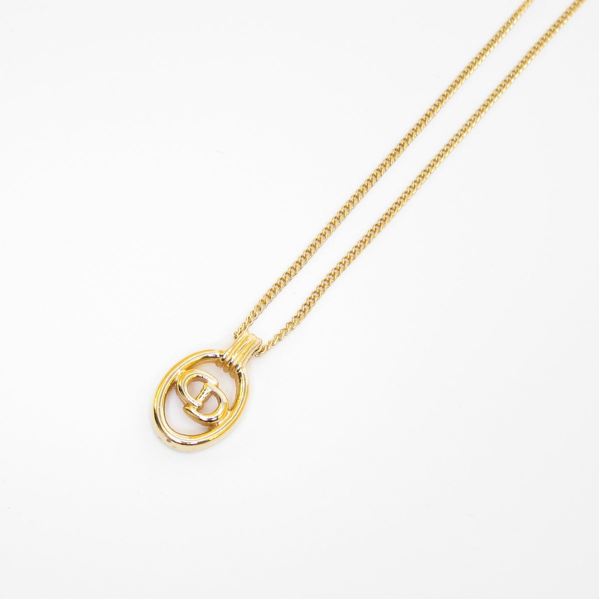 Christian Dior Vintage Oval CD Pendant Necklace