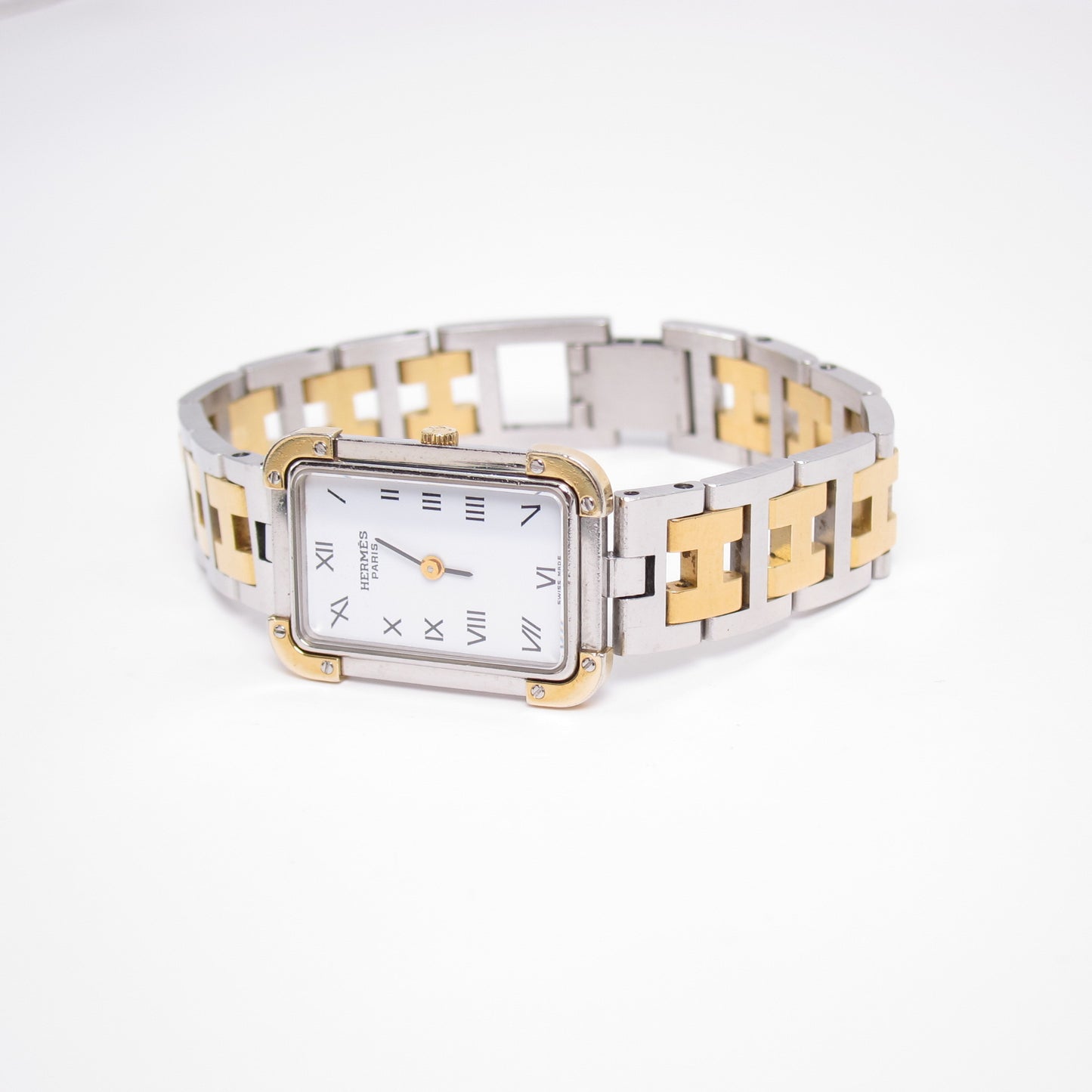 Hermes Vintage Croisiere White Face with H Bracelet Two Tone Watch