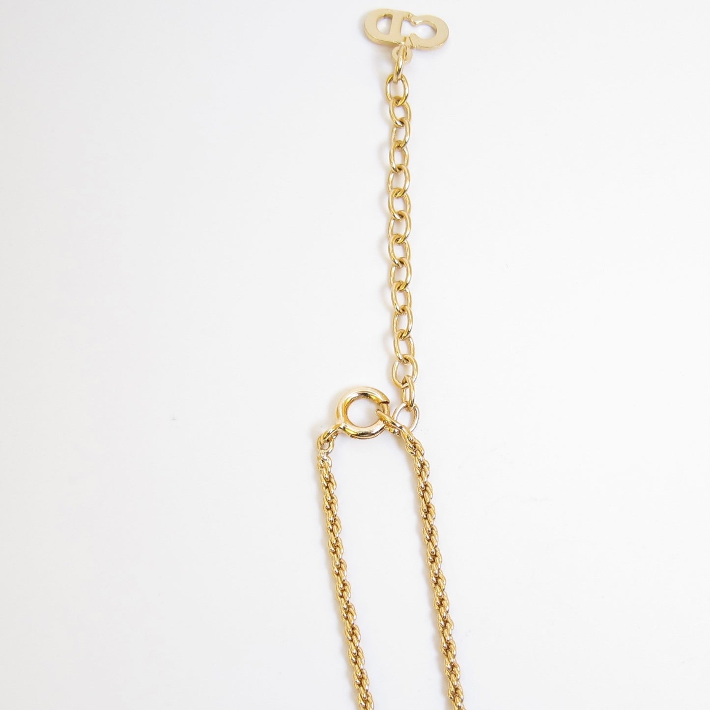 Christian Dior Vintage CD Logo with Rhinestone Golden Necklace