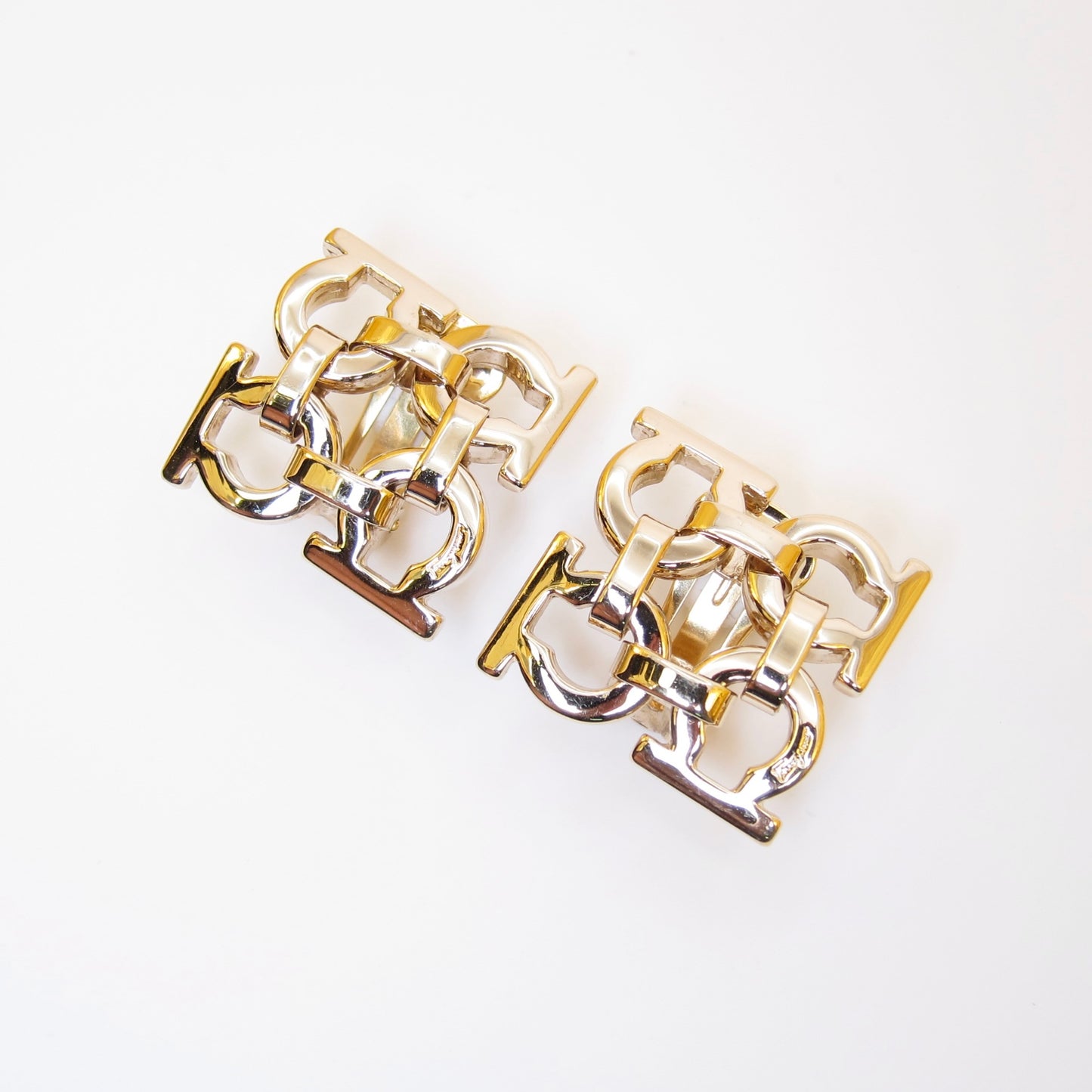 Ferragamo Vintage Four Gancini Golden Clip-on Earrings