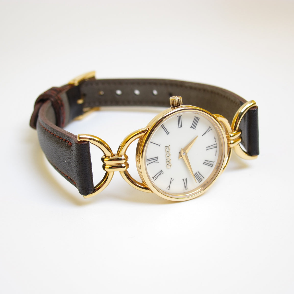 Gucci 金色白面羅馬數字石英腕錶