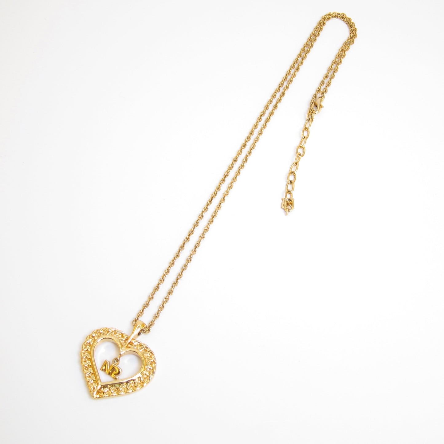 Nina Ricci Vintage NR Logo in Heart Golden Necklace
