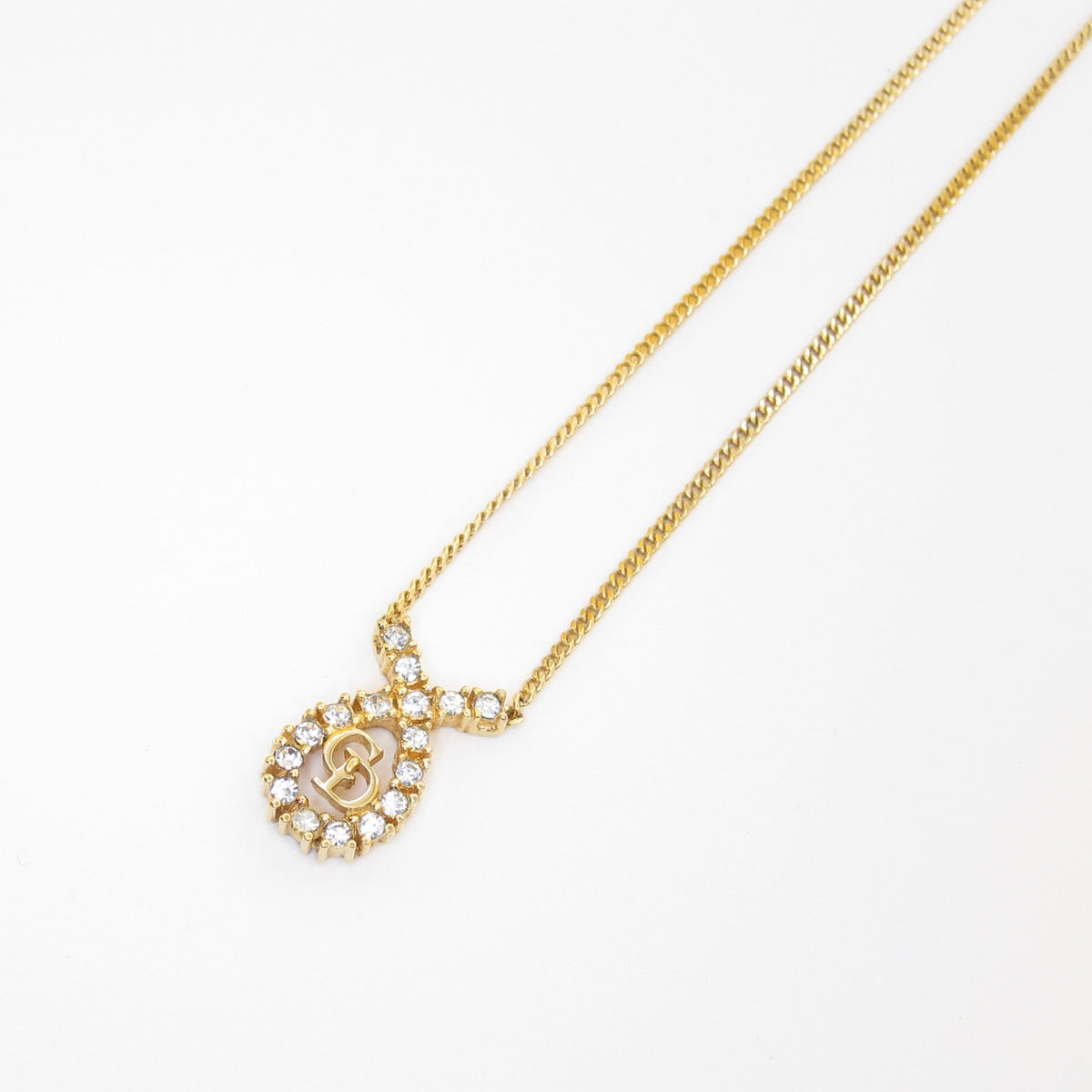 Christian Dior Vintage Crystal Teardrop CD Necklace