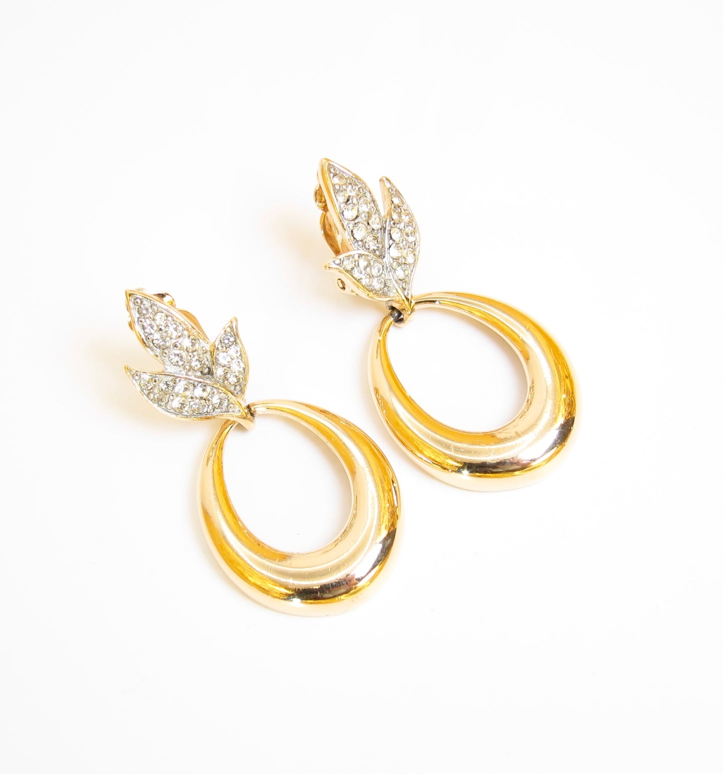 Givenchy Vintage Rhinestone Golden Clip-on Earrings