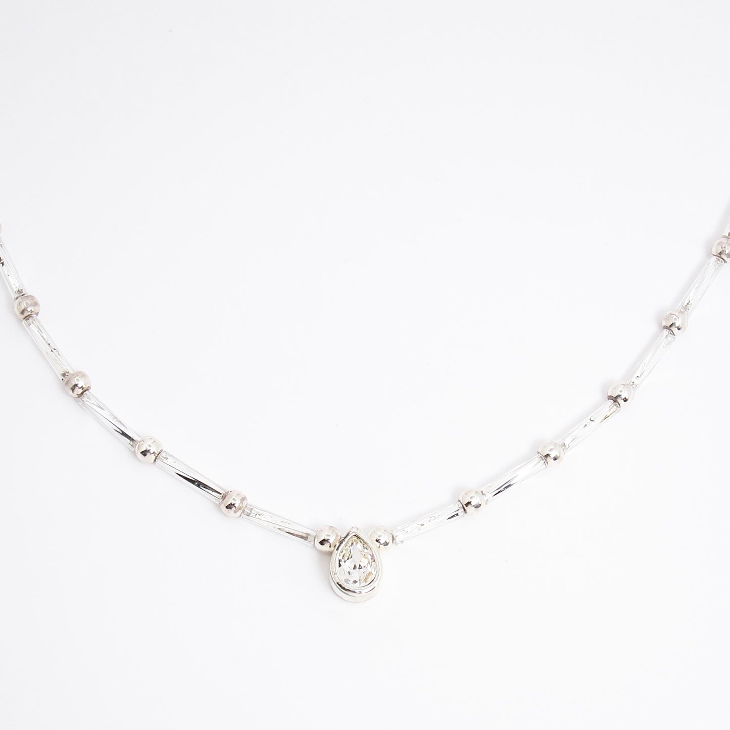 Monet Vintage Station Bead Silver Necklace