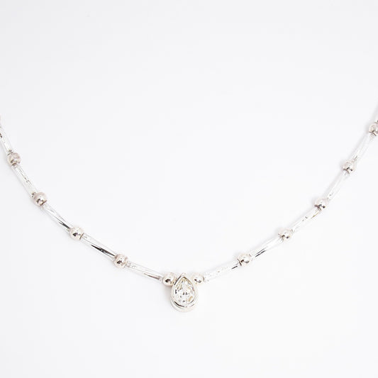 Monet Vintage Station Bead Silver Necklace