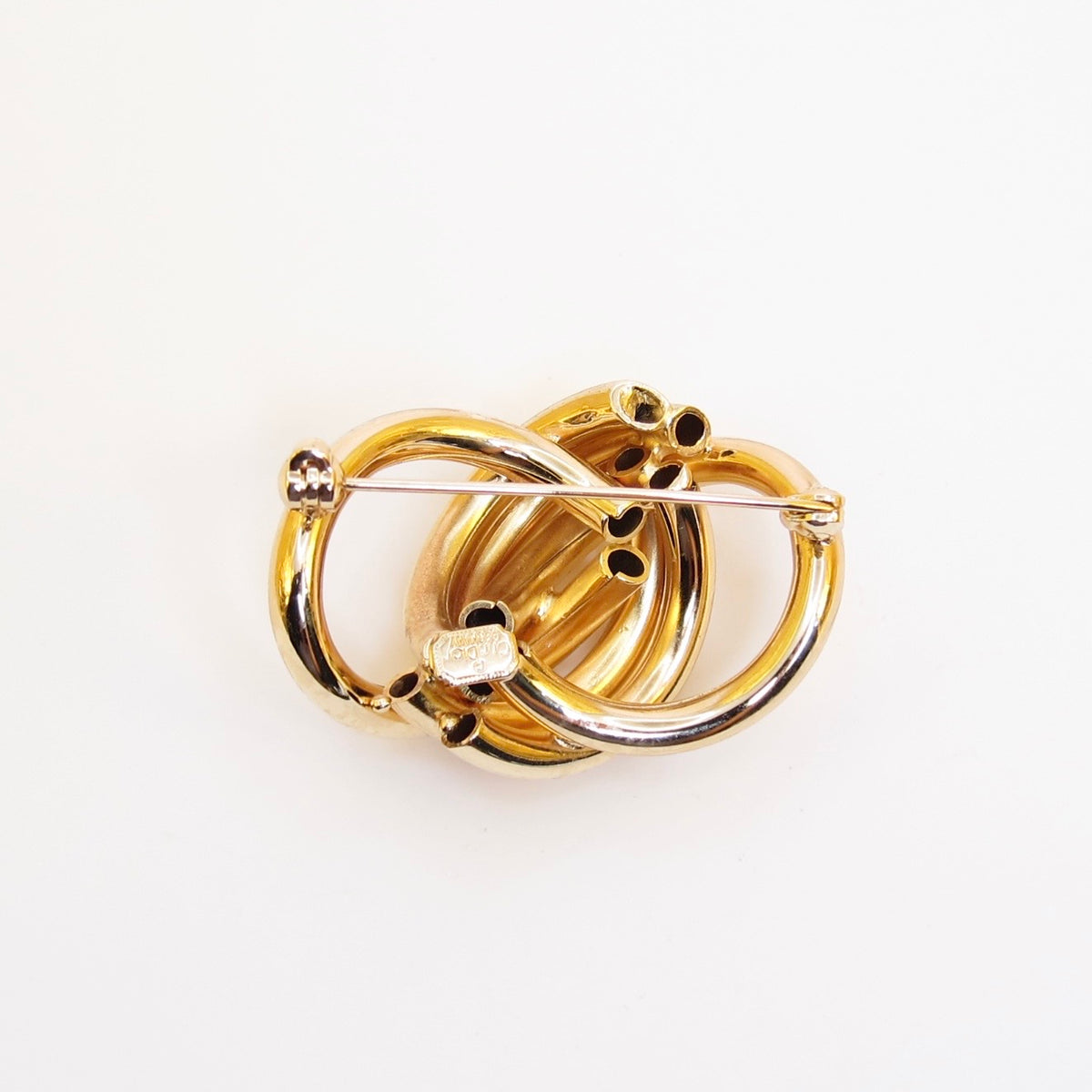 Christian Dior Vintage Interlocking Knot Golden Brooch