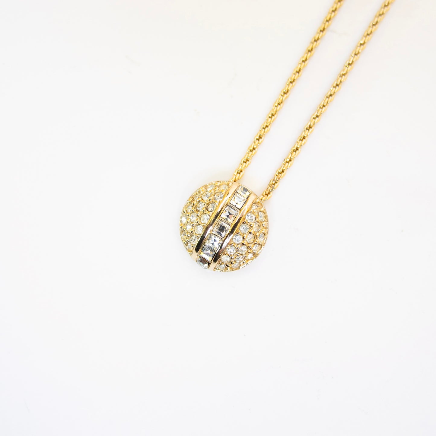 Christian Dior Vintage Round Shape with Rhinestone Golden Necklace