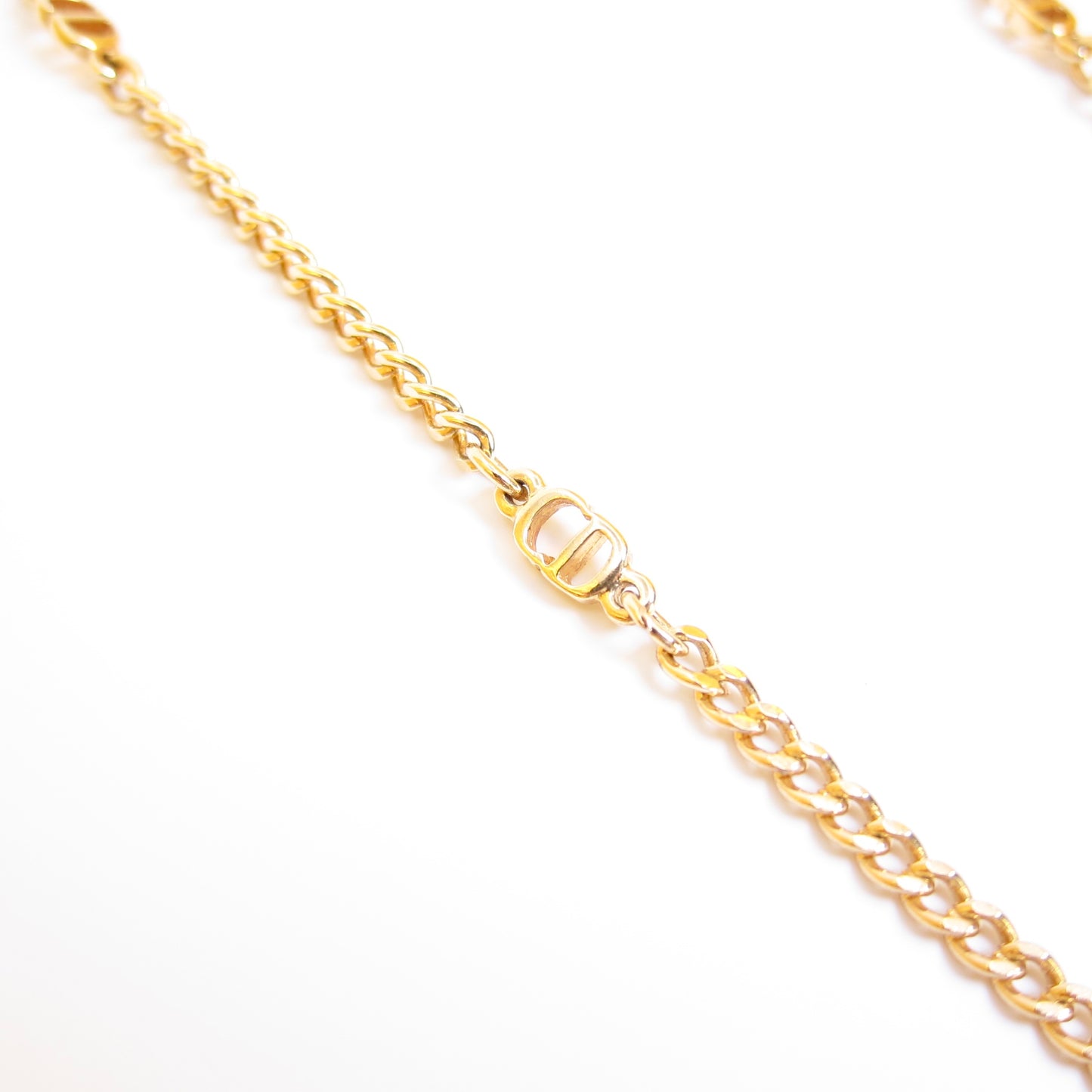 Christian Dior Vintage CD Logo Golden Long Necklace