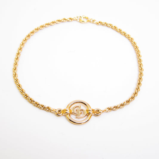 Christian Dior Vintage CD Logo in Circle Golden Bracelet