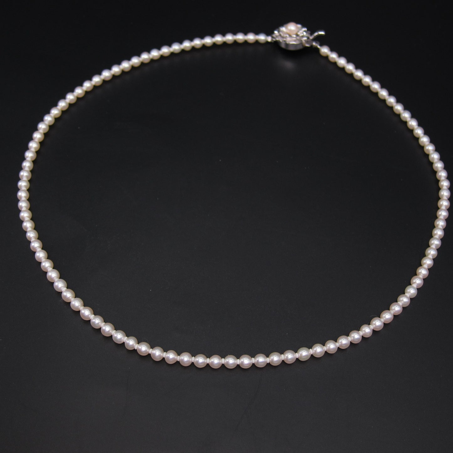 No Brand Vintage Akoya Baby Pearl with Sv Flower Buckle Necklace