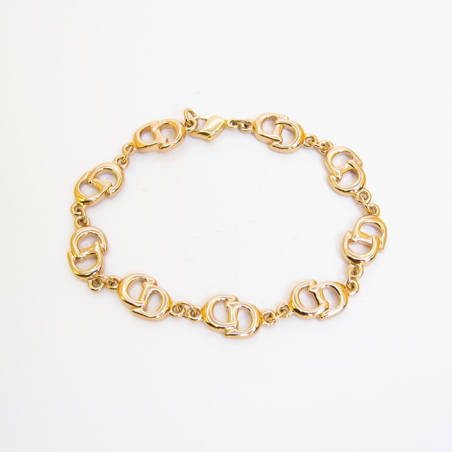 Christian Dior 復古 CD 標誌圖案金色手鐲
