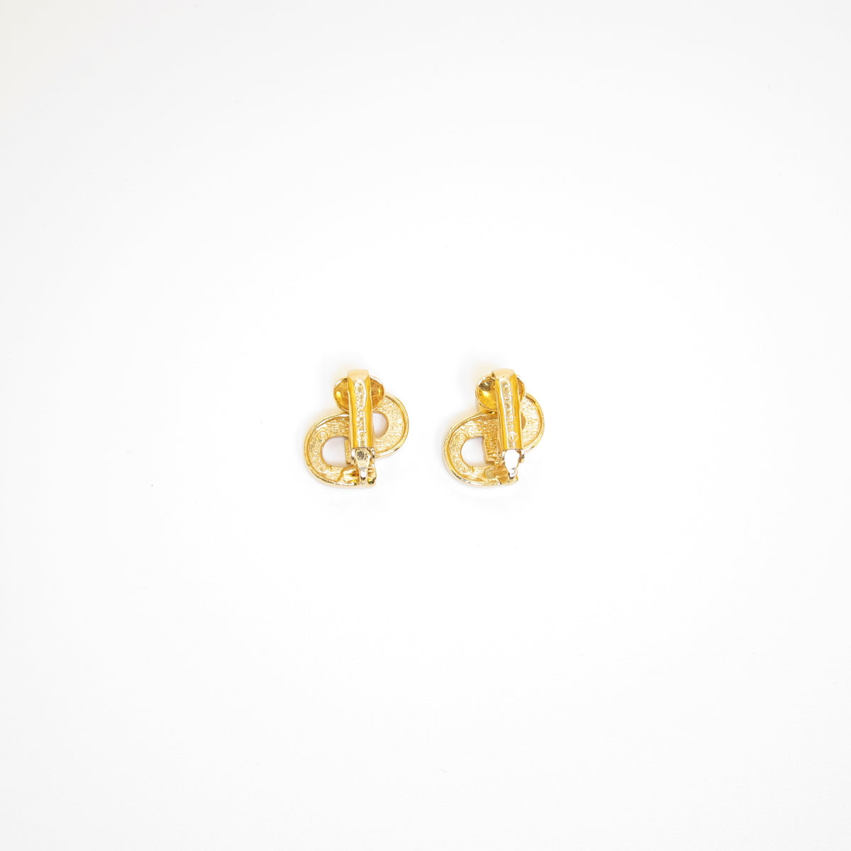 Christian Dior Vintage Crystal CD Logo Clip-On Earrings