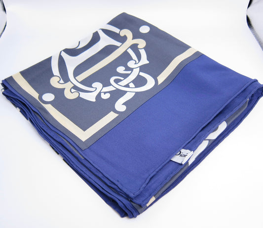 Christian Dior Vintage Dior Logo Butterfly and Floral Patterns Silk Scarf