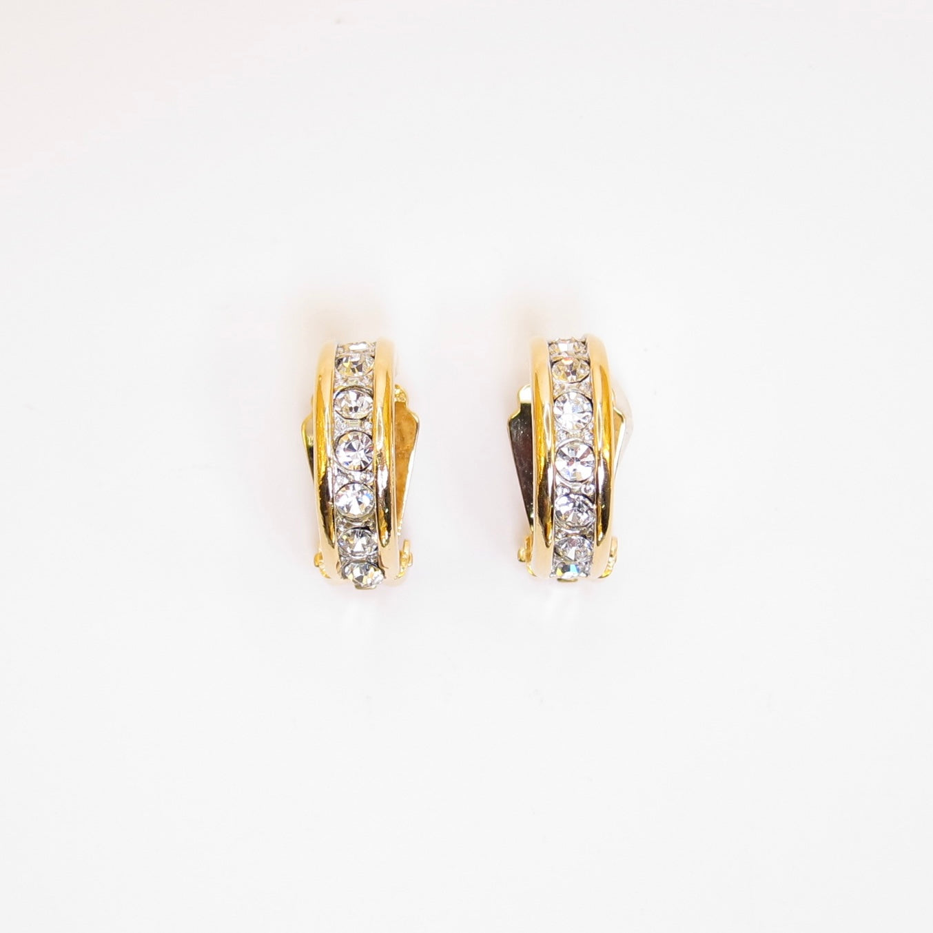 Yves Saint Laurent Vintage Rhinestone Golden Clip-on Earrings