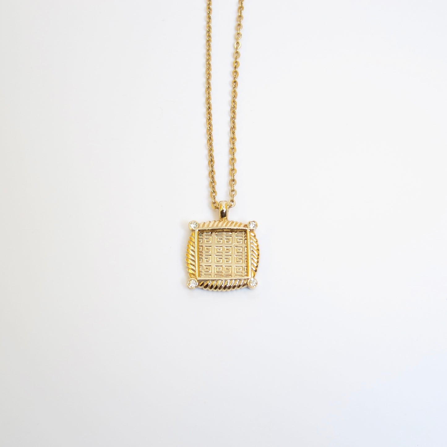 Givenchy Vintage 4G Logo in Square and Rhinestone Golden Necklace