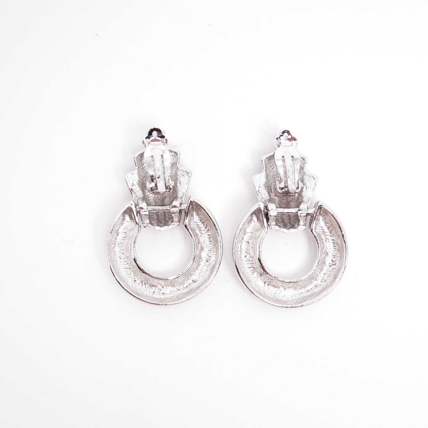 Givenchy Vintage Stylish Black and Rhinestone Silver Clip-on Earrings