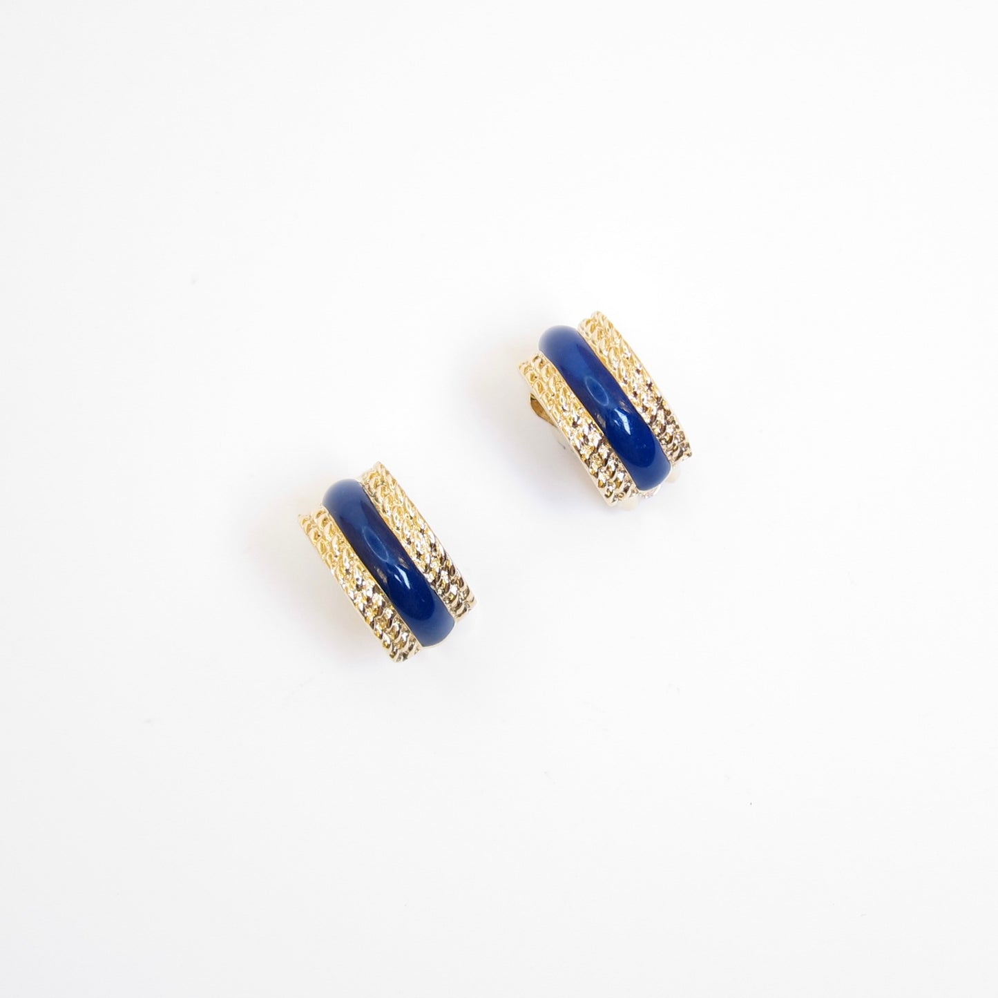 Burberry Vintage Blue and Golden Clip-on Earrings
