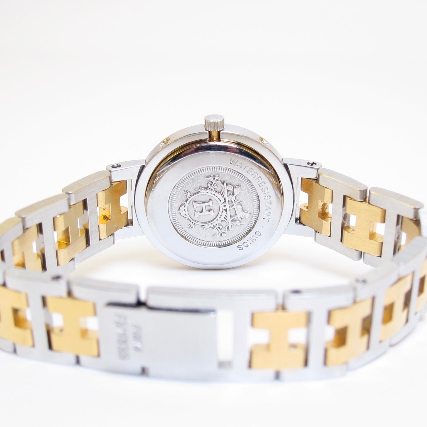 Hermes Vintage Clipper White Dial with Date and H Bracelet Two Tone Watch