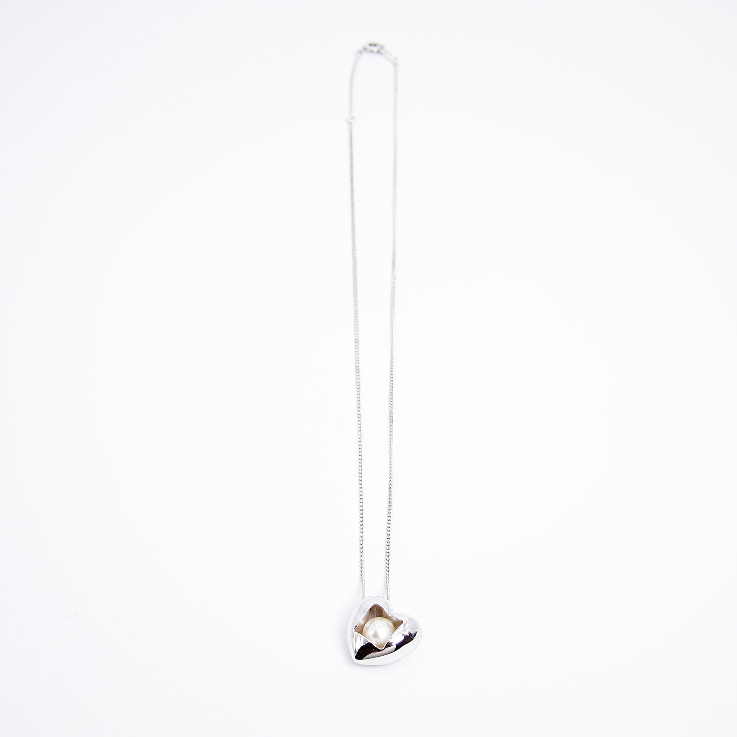 Mikimoto Vintage Akoya Pearl in Heart Silver Necklace