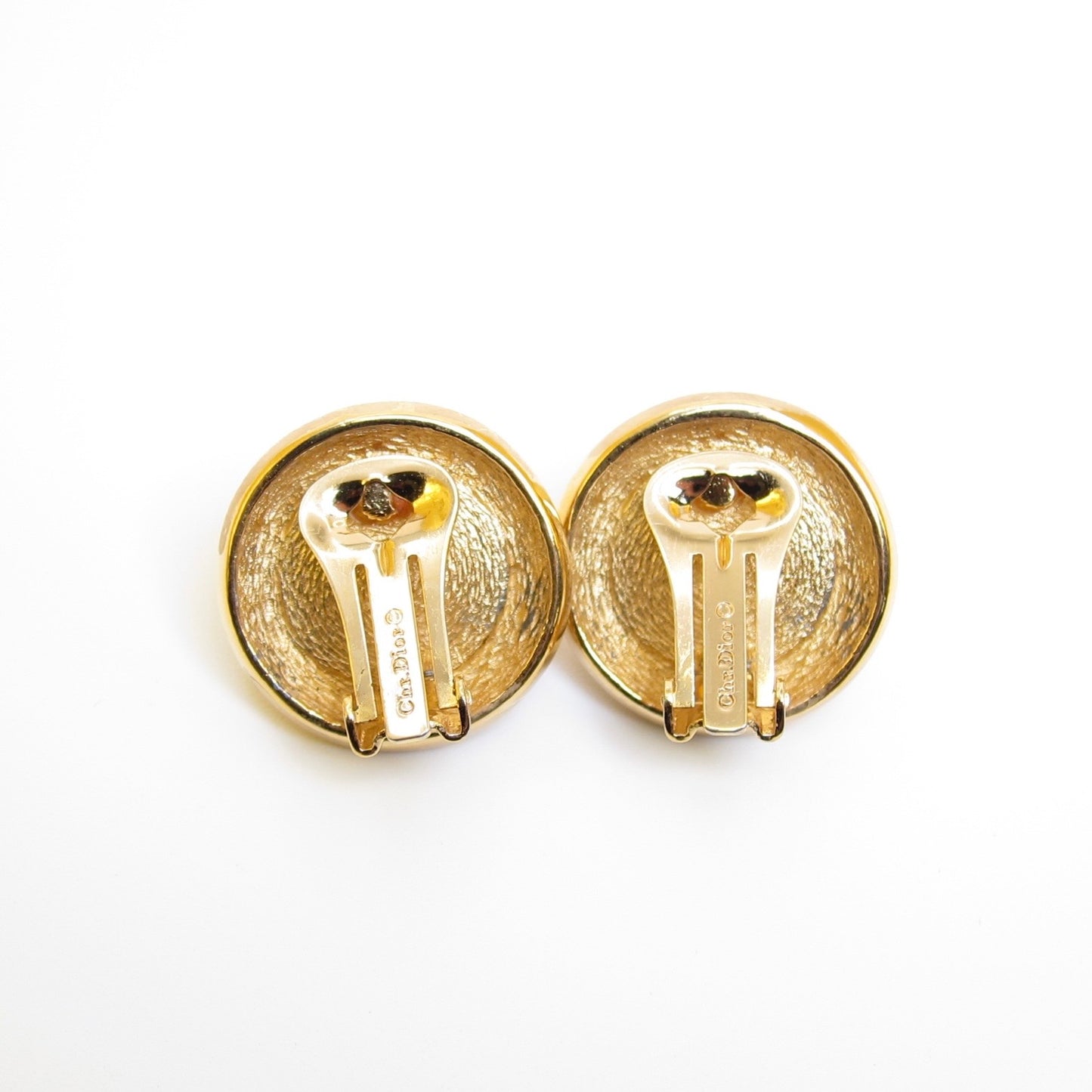 Christian Dior Vintage Faux Pearl Medallion Clip-On Earrings