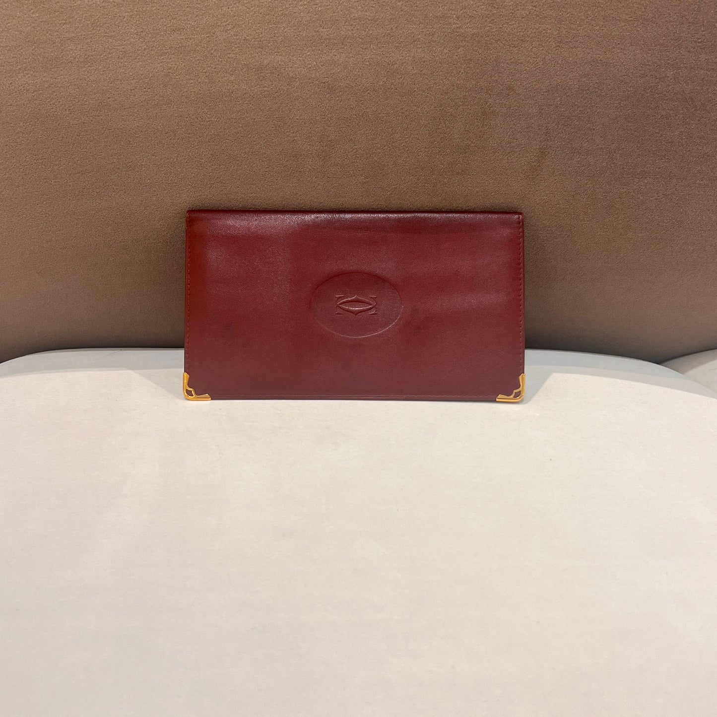 Cartier Vintage Must De Cartier Brown Leather Long Wallet With Card