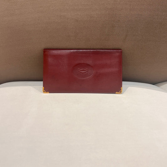 Cartier Vintage Must De Cartier Brown Leather Long Wallet With Card