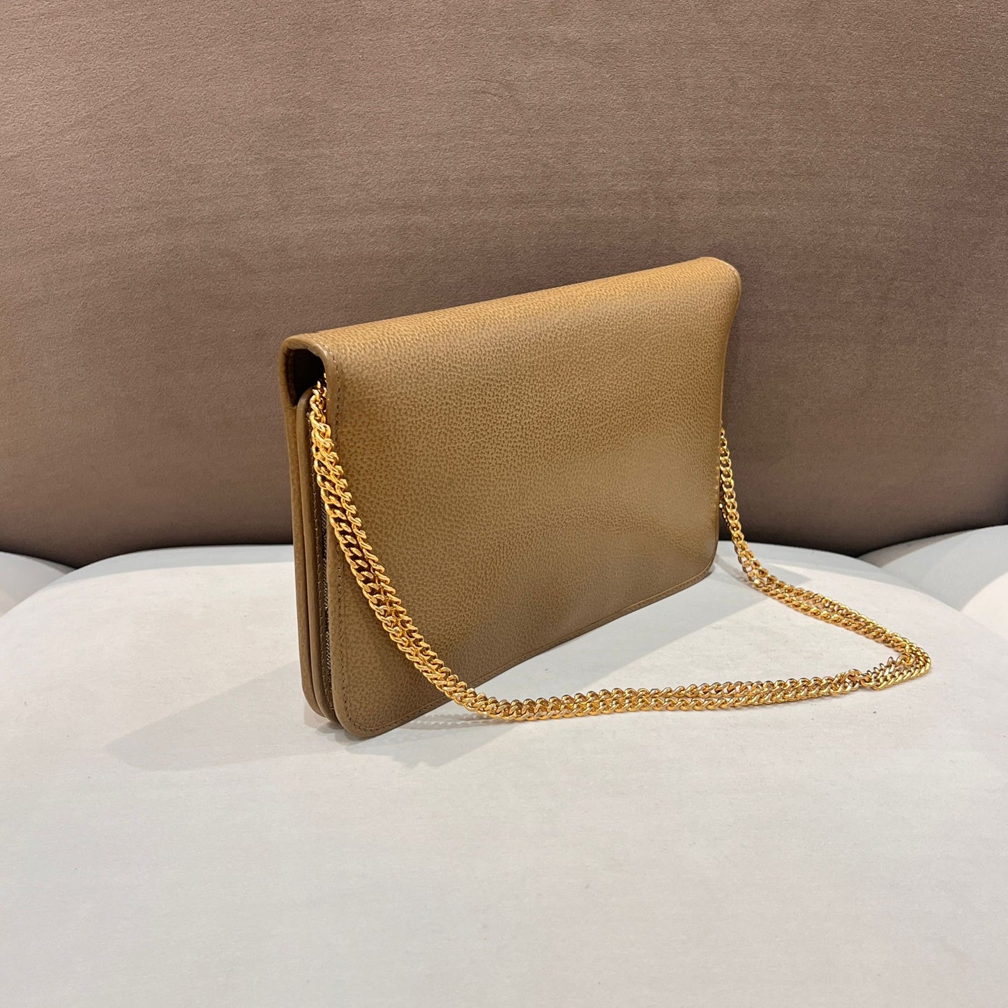 Christian Dior Vintage Beige Leather Chain Shoulder Bag