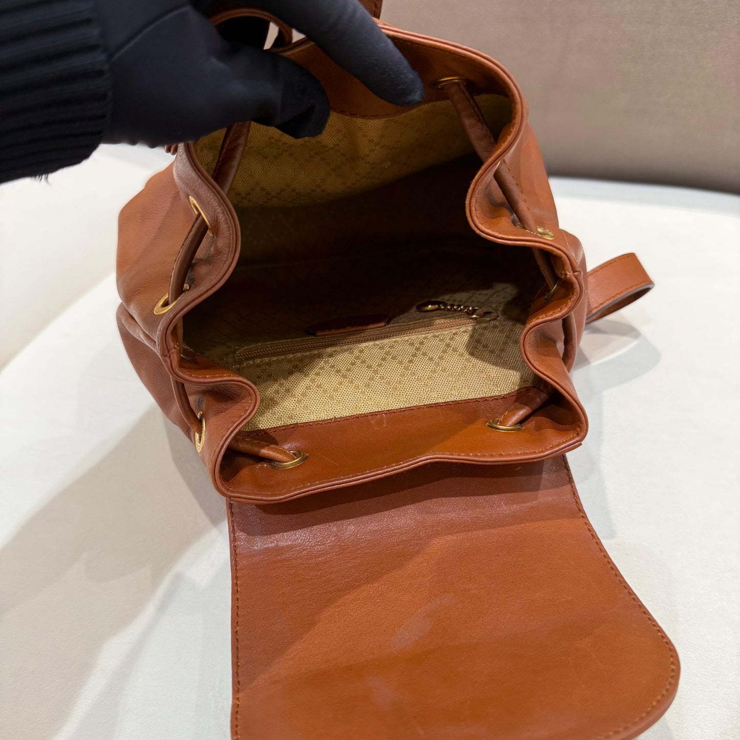 Gucci Vintage Bamboo Brown Leather Mini Backpack