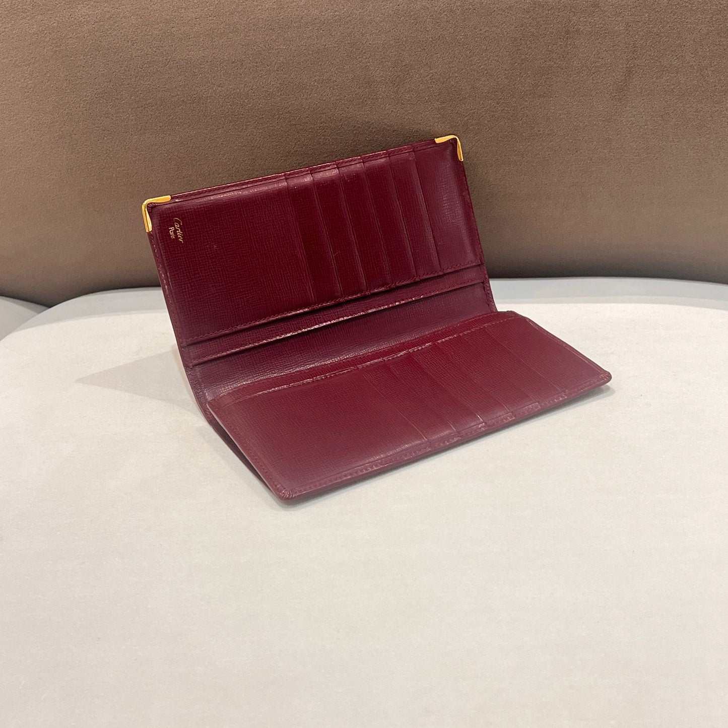 Cartier Vintage Bordeaux Leather Slim Long Wallet