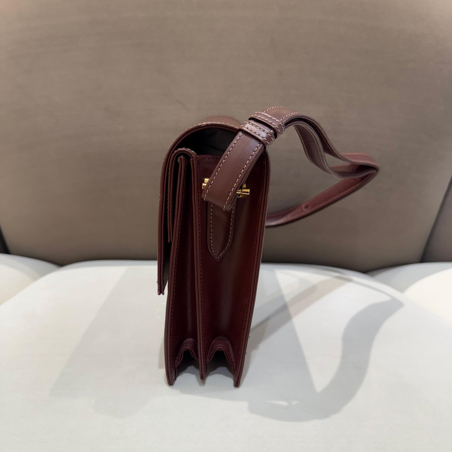Cartier Vintage Burgundy Leather Box Shoulder Bag