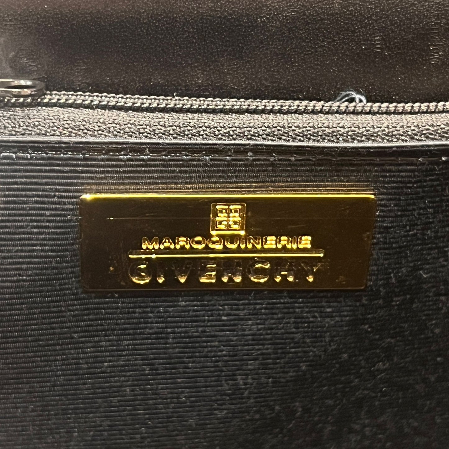 Givenchy Vintage Black Leather Trapezoid Top Handle Medallion Handbag