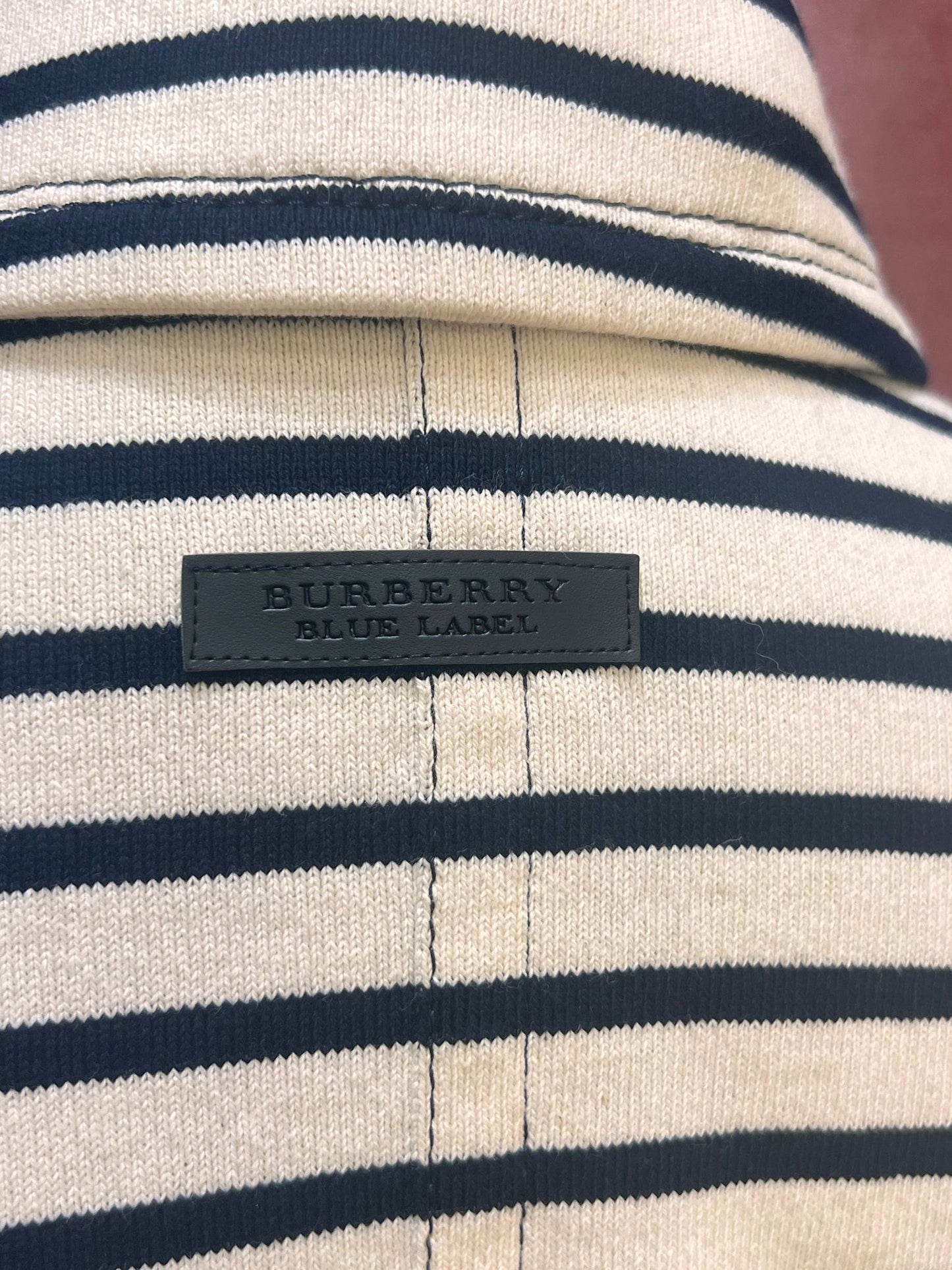 Burberry Blue Label Vintage Striped Double-Breasted Cotton Jacket