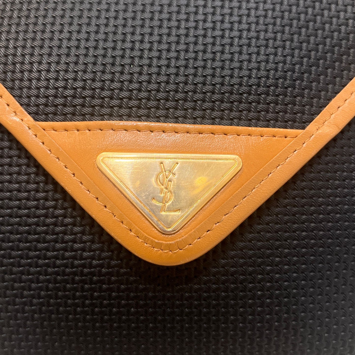 Yves Saint Laurent Vintage Textured Leather Navy Oval Crossbody Shoulder Bag