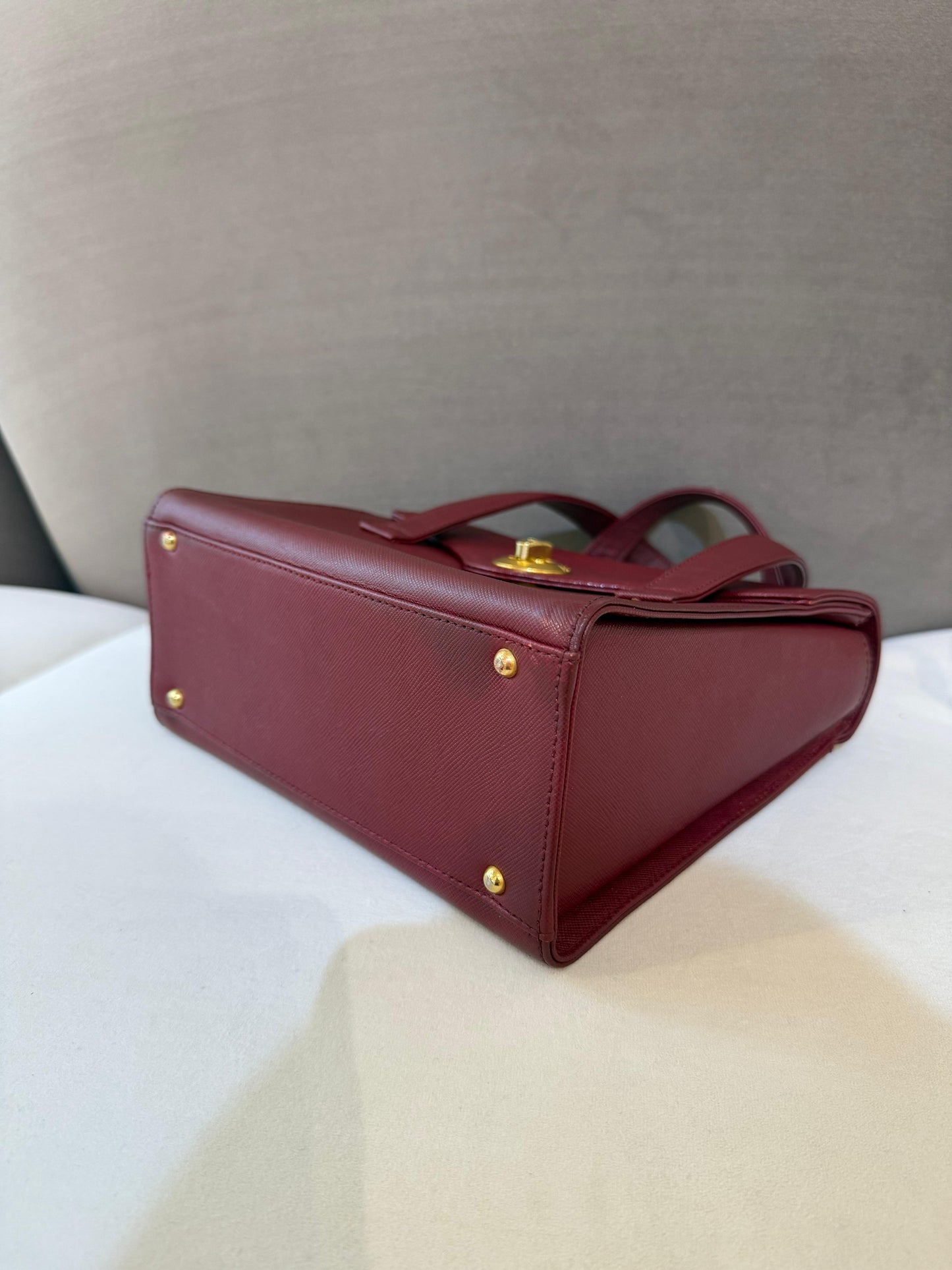 Givenchy Vintage Turn Lock Bordeaux Red Leather Handbag