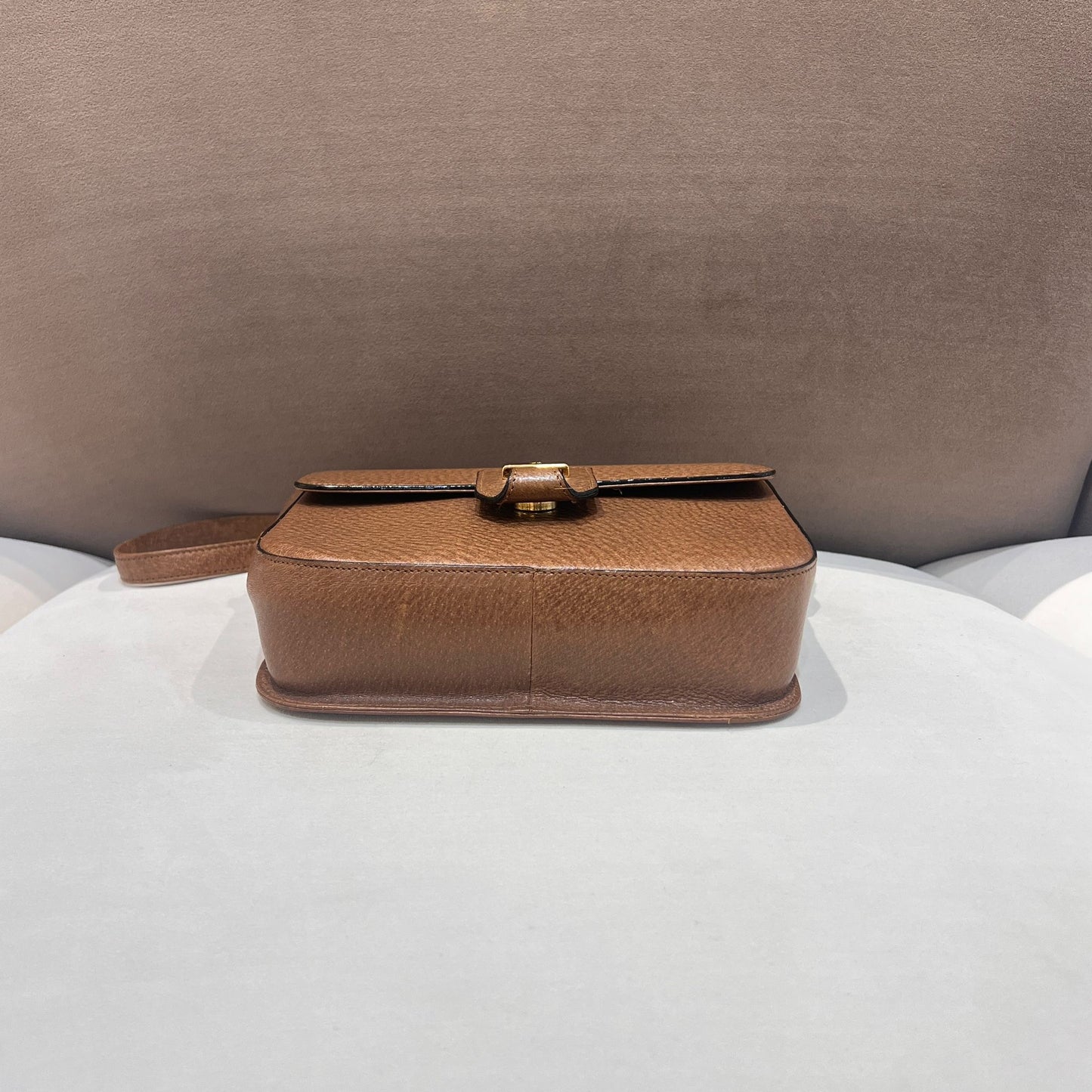 Valentino Garavani Vintage Brown Leather Buckle Shoulder Bag