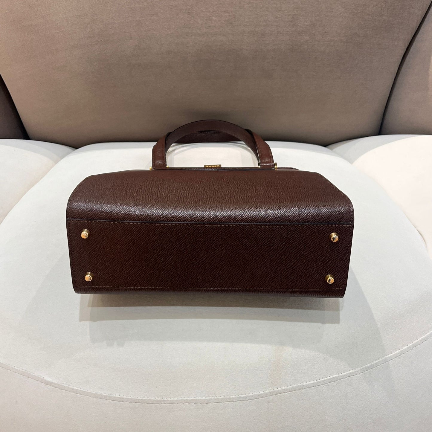 Bally Vintage Brown Leather Structured Double Shoulder Bag