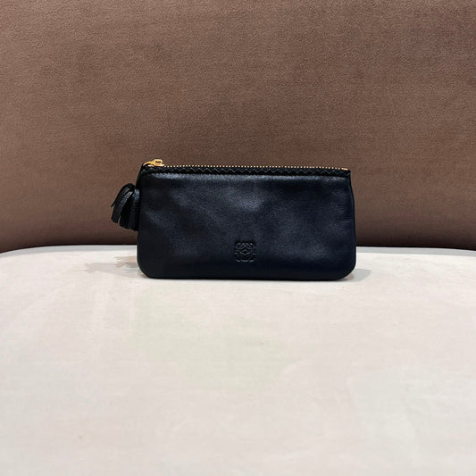 Loewe Vintage Black Nappa Leather Anagram Coin Pouch Key Case
