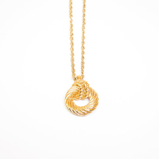 Christian Dior Vintage Twist Circle Golden Necklace