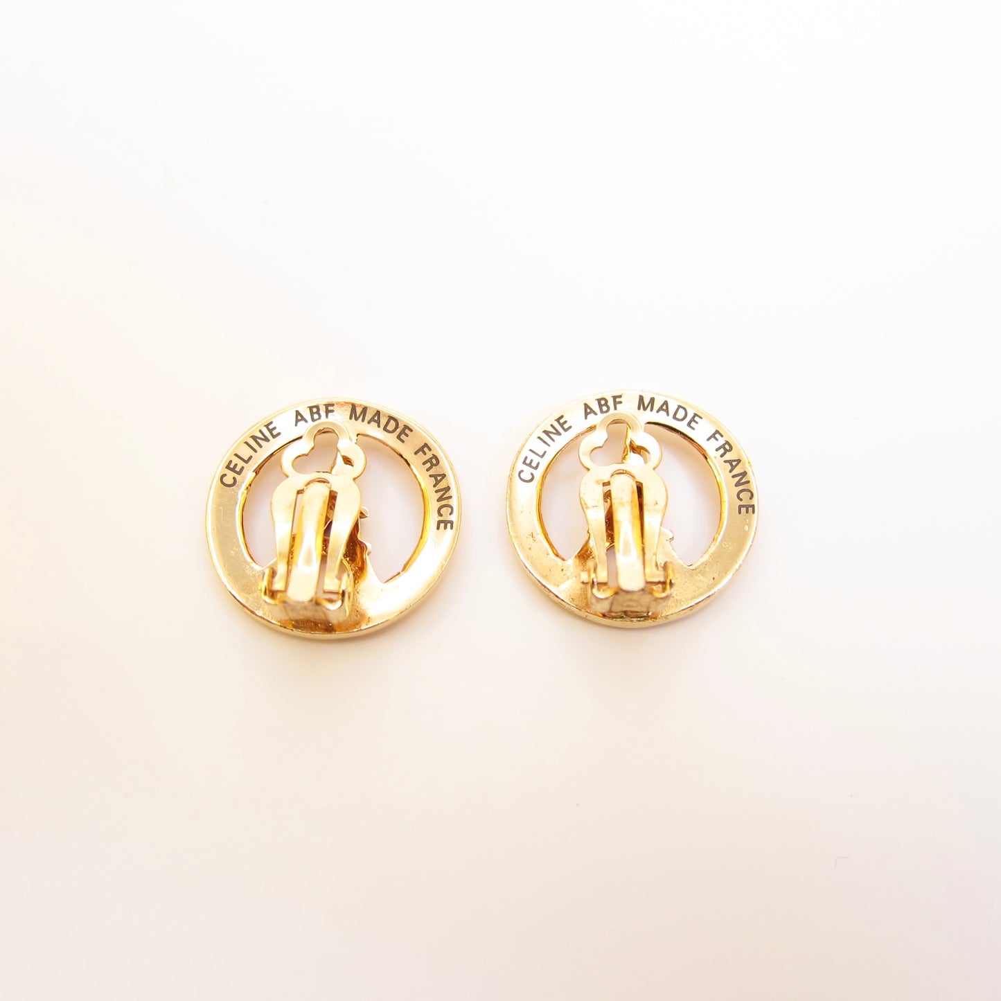 Celine Vintage Celine Logo and Eiffel Tower Golden Clip-on Earrings