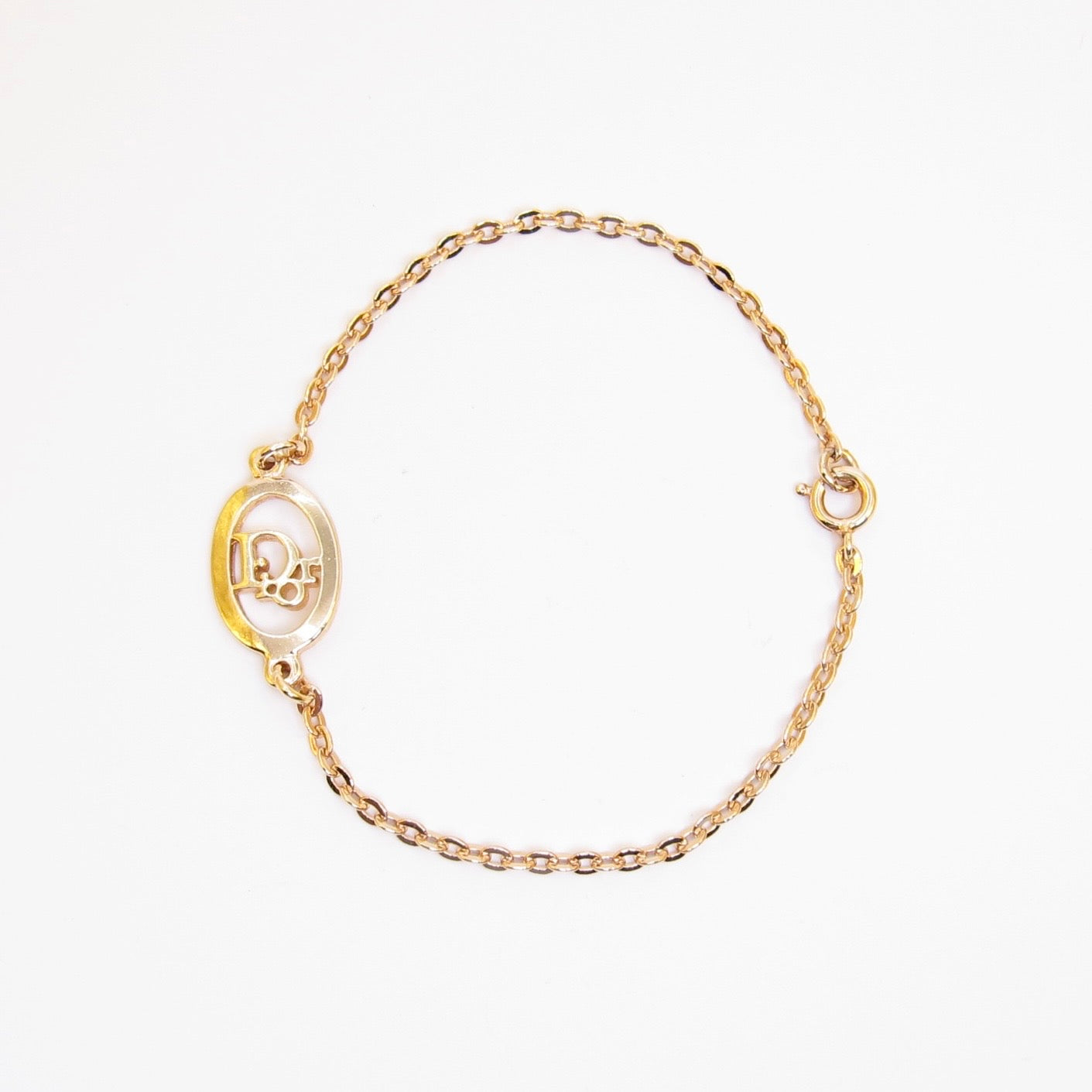 Christian Dior Vintage Dior Logo in Oval Shaped Golden Bracelet