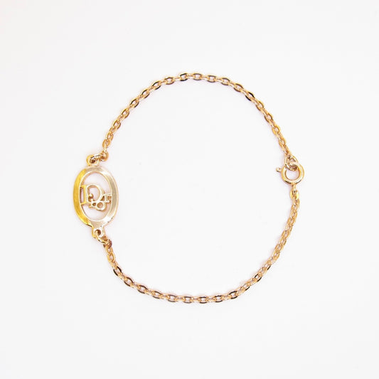 Christian Dior Vintage Dior Logo in Oval Shaped Golden Bracelet