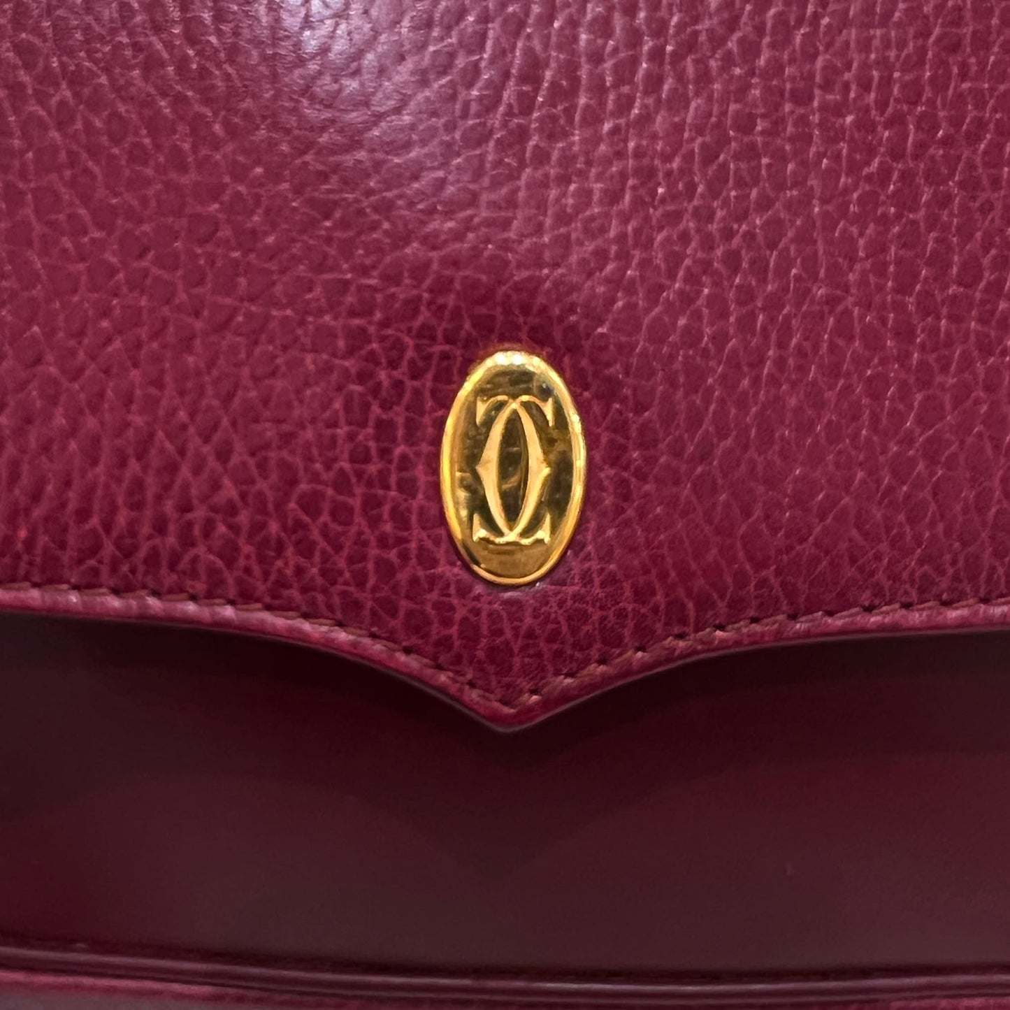 Cartier Vintage Bordeaux Leather Shoulder Bag