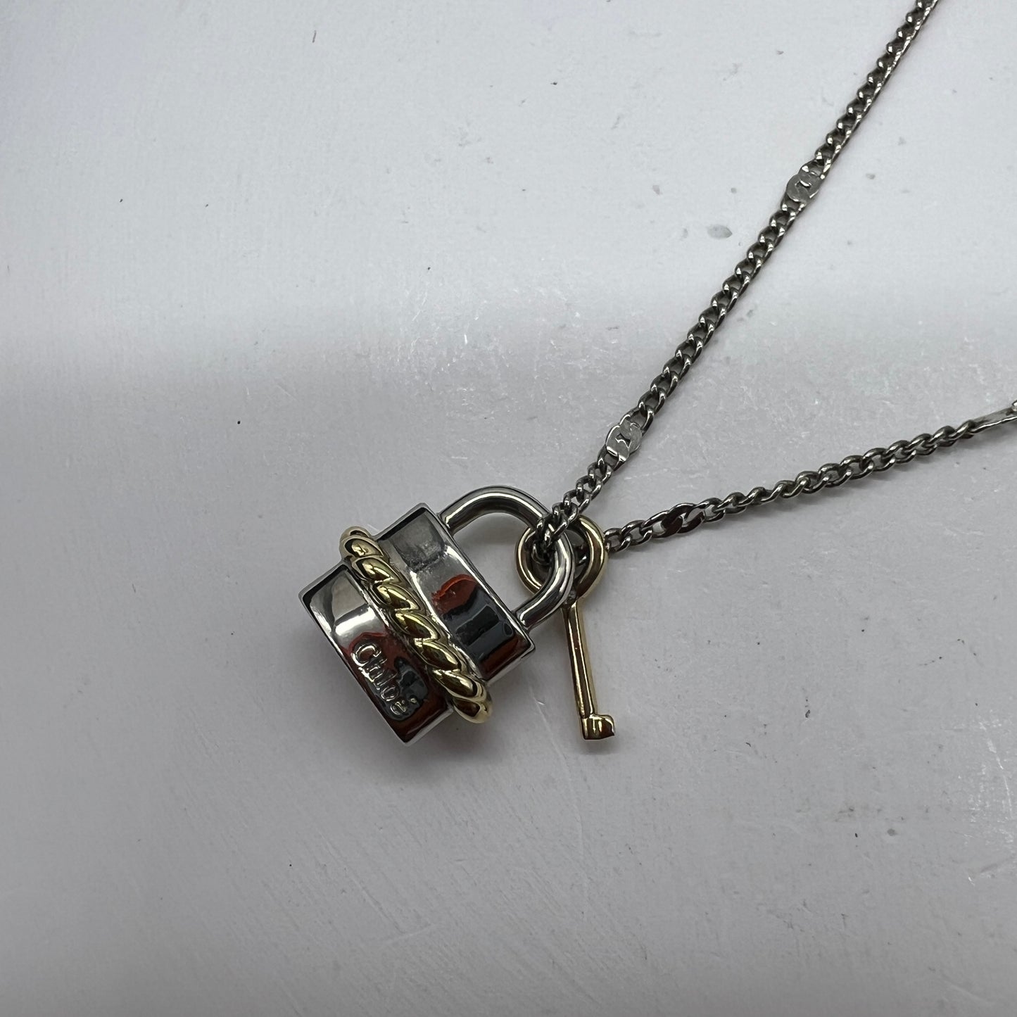 Chloe Vintage Key And Lock Motif Necklace