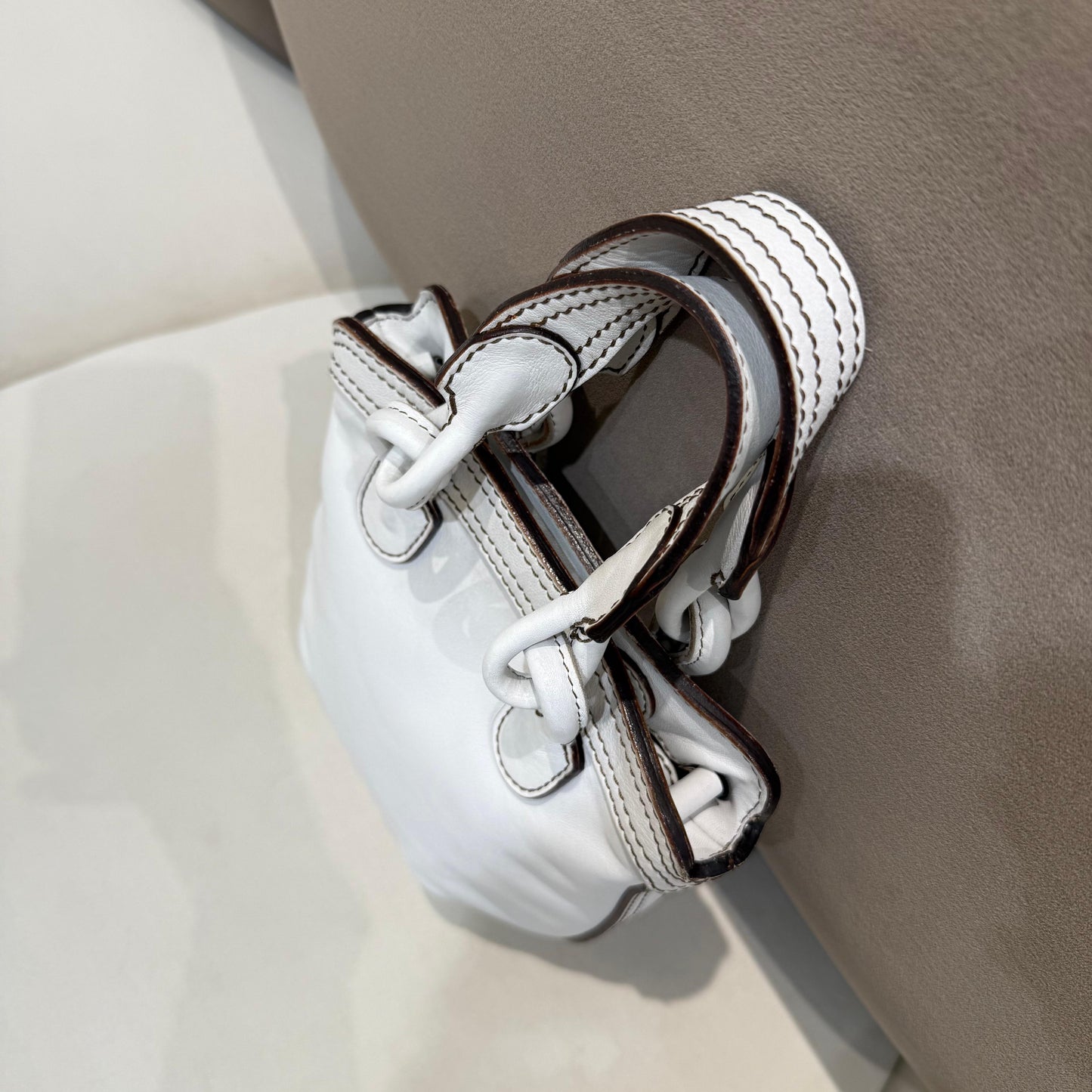 Loewe Vintage Fiesta White Leather 2-Way Handbag
