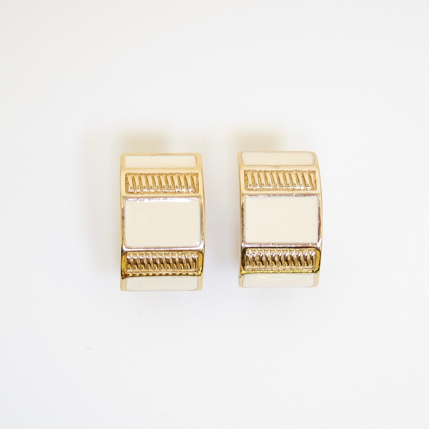 Givenchy Vintage Ivory Enamel Clip Earrings