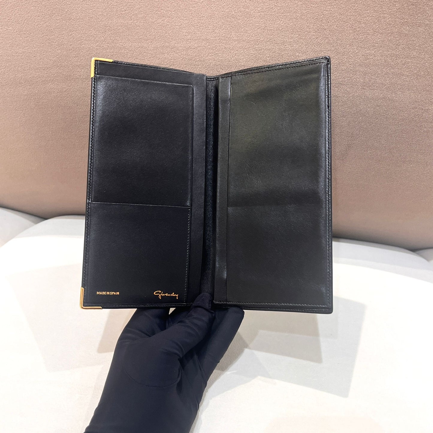 Givenchy Vintage 4G Logo Black Leather Long Wallet